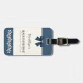 Trendy Blue Coquette Bow Saxophone Instrument Case ラゲッジタグ (正面横)