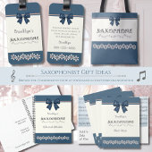 Trendy Blue Coquette Bow Saxophone Instrument Case ラゲッジタグ