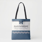 Trendy Blue Coquette Bow Saxophone Music Tote Bag トートバッグ (正面)