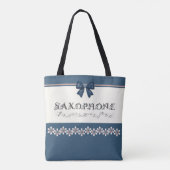 Trendy Blue Coquette Bow Saxophone Music Tote Bag トートバッグ (裏面)