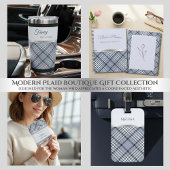 Trendy Blue Plaid Fancy and Focused Travel Mug 保温保冷タンブラー