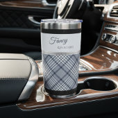 Trendy Blue Plaid Fancy and Focused Travel Mug 保温保冷タンブラー