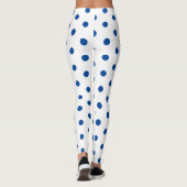 Trendy Blue Polka dot Pattern On White Retro  レギンス (裏面)