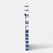 Trendy Blue Striped Custom Name iPhone Case iPhoneケース (左側面)