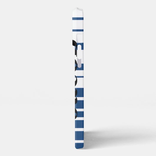 Trendy Blue Striped Custom Name iPhone Case iPhoneケース (左側面)