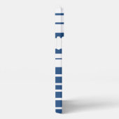 Trendy Blue Striped Custom Name iPhone Case iPhoneケース (右側面)