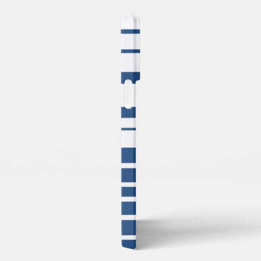 Trendy Blue Striped Custom Name iPhone Case iPhoneケース (右側面)