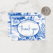Trendy Blue Toile Special Occasion Thank You Note ノートカード (正面/裏面インサイチュ)