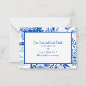 Trendy Blue Toile Special Occasion Thank You Note ノートカード (裏面)