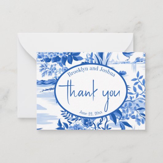 Trendy Blue Toile Special Occasion Thank You Note ノートカード (正面)