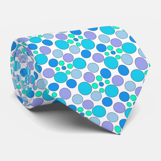 Trendy blue, turquoise and lilac dots ネクタイ (ロール)