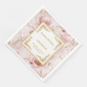Trendy blush ivory gold watercolor wedding napkins (コーナー)