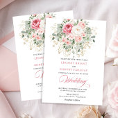 Trendy Blush Peony Botanical Gold Wedding Invite 招待状