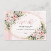 Trendy Blush Pink Floral Eucalyptus Diaper Raffle エンクロージャーカード (正面)