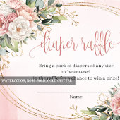 Trendy Blush Pink Floral Eucalyptus Diaper Raffle エンクロージャーカード