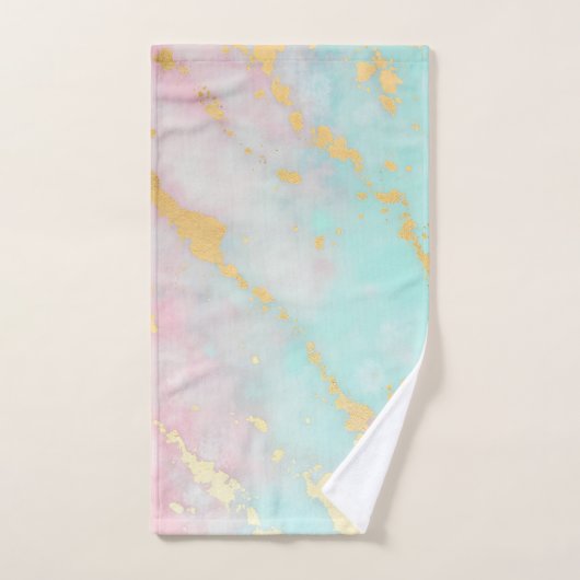 Trendy Blush Pink Soft Mint Gold Luxury Collection バスタオルセット (ハンドタオル)