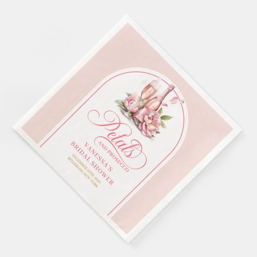 Trendy Blush Watercolor Petals and Prosecco Napkin (コーナー)