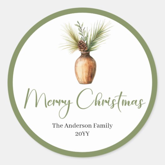 Trendy Bohemian Cozy Rustic Christmas Favor Label  ラウンドシール (正面)