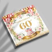 Trendy Boho 60th Birthday Guest Book Floral Accent ゲストブック