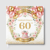 Trendy Boho 60th Birthday Guest Book Floral Accent ゲストブック (正面)