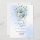 Trendy Boho Blue Floral Bridal Shower Invitation 招待状 (正面)