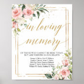Trendy boho blush pink in loving memory sign ポスター (正面)