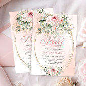 Trendy Boho Blush Roses Bridal Shower Invitation 招待状