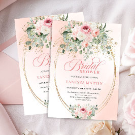 Trendy Boho Blush Roses Bridal Shower Invitation 招待状