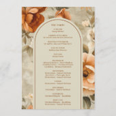 Trendy Boho Burnt Orange Ivory Sage Floral Wedding プログラム (裏面)