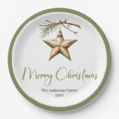 Trendy Boho Christmas Tree in Scandinavian Style ペーパープレート (正面)