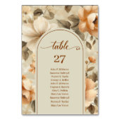 Trendy Boho Copper Ivory Olive Floral Table Number テーブルナンバー (裏面)