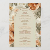 Trendy Boho Copper Ivory Olive Sage Floral Wedding プログラム (裏面)