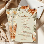 Trendy Boho Copper Ivory Olive Sage Floral Wedding プログラム