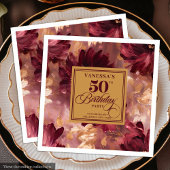 Trendy Boho Dark Red Blush Gold 50th Birthday