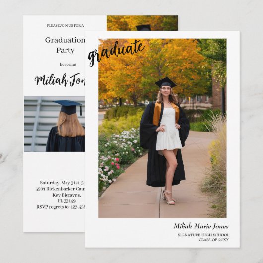 Trendy Boho Graduation Party Invitation 招待状 (正面/裏面)