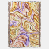Trendy Bright Gold Purple Waves Abstract Pattern  スローブランケット (正面縦)