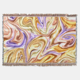 Trendy Bright Gold Purple Waves Abstract Pattern  スローブランケット