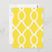 Trendy Bright Yellow Geometric Moroccan ポストカード (正面/裏面)