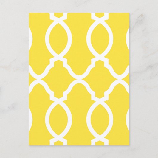 Trendy Bright Yellow Geometric Moroccan ポストカード (正面)