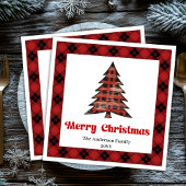 Trendy Buffalo Christmas Napkin Editable Design