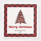 Trendy Buffalo Christmas Napkin Editable Design (正面)