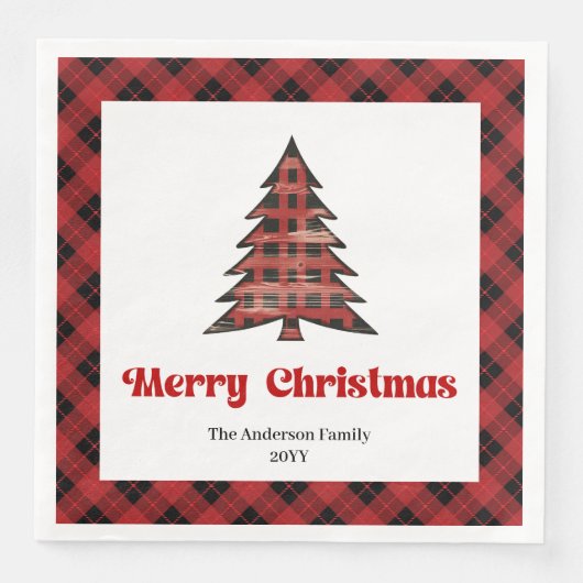 Trendy Buffalo Christmas Napkin Editable Design (正面)