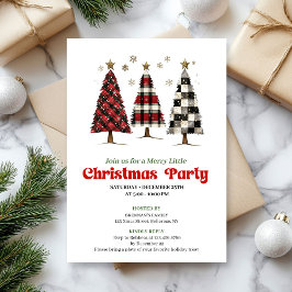 Trendy buffalo plaid Christmas tree editable  招待状