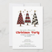 Trendy buffalo plaid Christmas tree editable  招待状 (正面)
