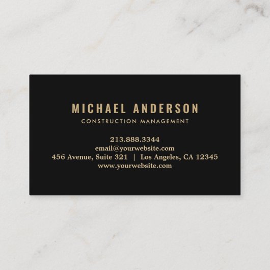 Trendy Building Construction Service Black & Gold 名刺 (裏面)