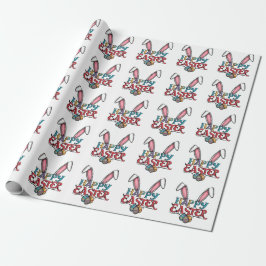 Trendy Bunny Ears  Easter Eggs Wrapping paper ラッピングペーパー