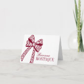 Trendy Burgundy Leopard Bow Handwritten Name Party ノートカード (正面)