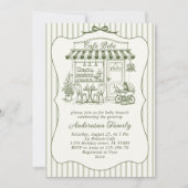 Trendy Cafe Bebe French Coffee Shop Baby Shower 招待状 (正面)