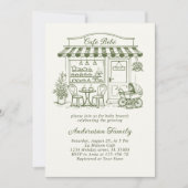 Trendy Cafe Bebe French Coffee Shop Baby Shower 招待状 (正面)