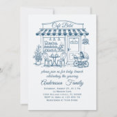 Trendy Cafe Bebe French Coffee Shop Baby Shower 招待状 (正面)
